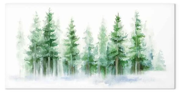 Quadro moderno Foresta abeti rossi - alberi bianco verde