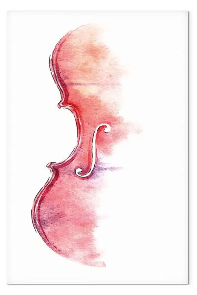 Quadro moderno Violino - motivo musicale dipinto ad acquerello con colori caldi