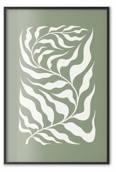 Poster: Pianta su sfondo di salvia - foglie astratte ispirate a Matisse