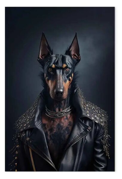 Quadro moderno AI cane dobermann - verticale