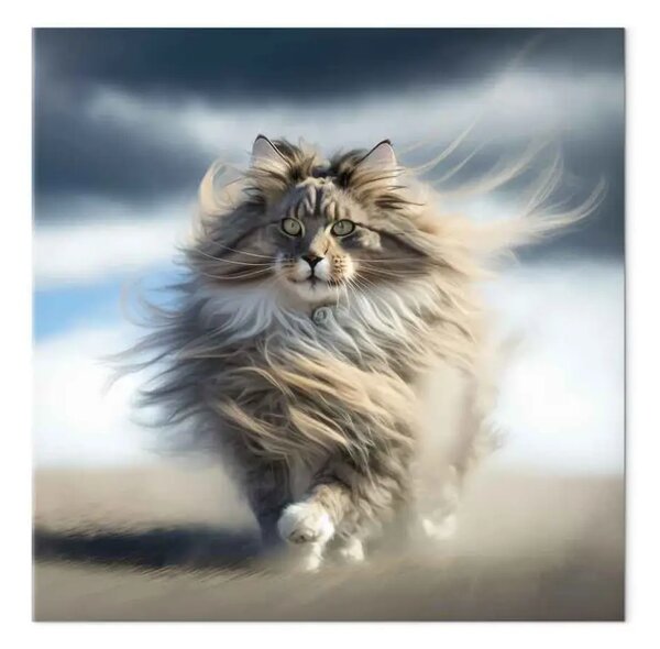 Quadro su tela AI gatto maine coon - verticale