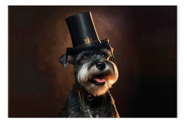 Quadro contemporaneo AI cane schnauzer miniatura - felice cilindro, orizzontale