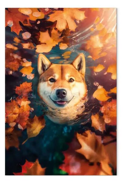 Quadro AI shiba dog - ritratto amichevole in clima autunnale - verticale