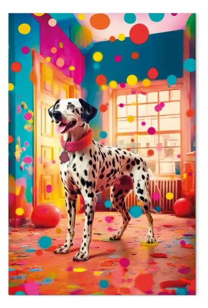 Quadro contemporaneo AI cane dalmata - stanza colorata, verticale