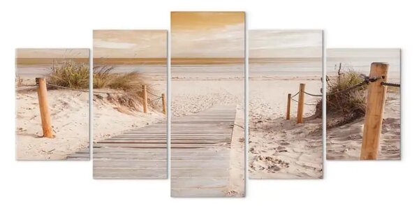 Quadro contemporaneo Mattina in spiaggia - seppia