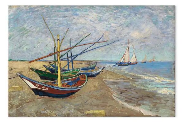Quadro famoso Vincent van Gogh - Fishing Boats on the Beach at Les Saintes-Maries-de-la-Mer