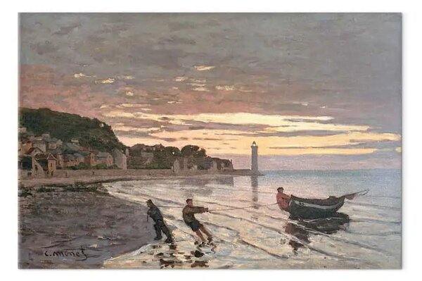 Quadro famoso Claude Monet - Hauling a Boat Ashore, Honfleur