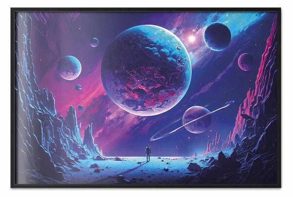 Poster: Esploratore galattico - pianeta roccioso nello spazio