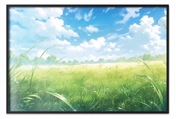 Poster: Primavera al computer - paesaggio rurale in un'atmosfera di gioco