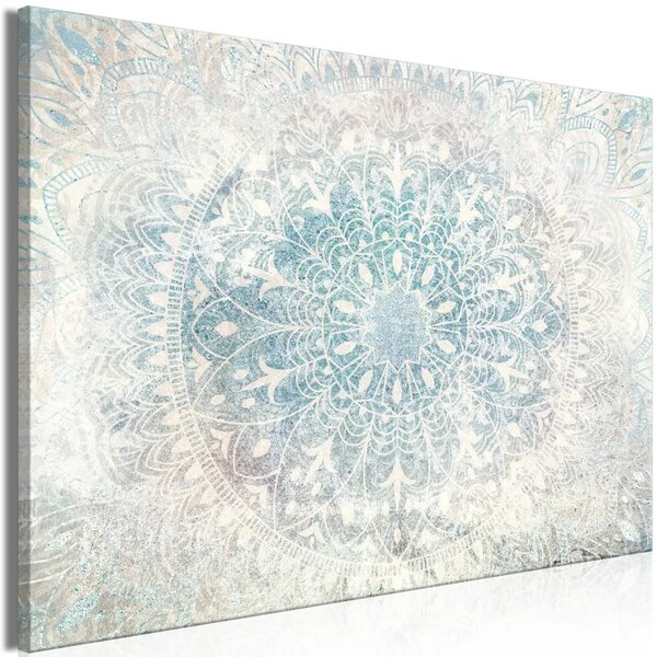 Mandala - ornamento luminoso in colori freddi su sfondo bianco