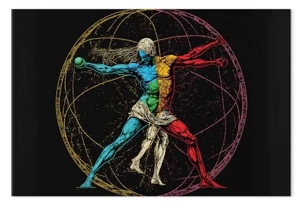 Quadro su tela Atleta vitruviano - composizione ispirata all'opera di da Vinci