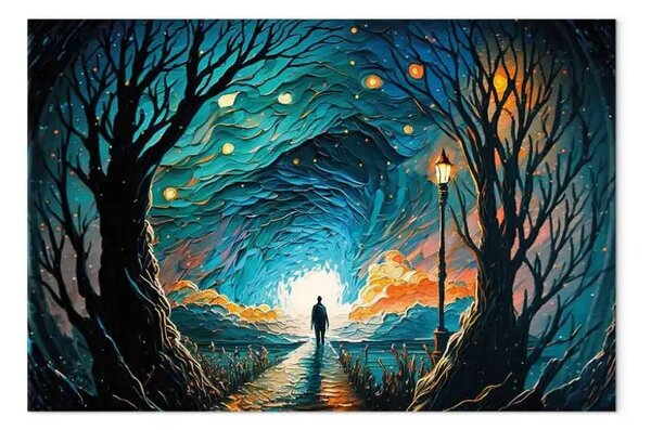 Quadro Camminare stelle - figura notturna