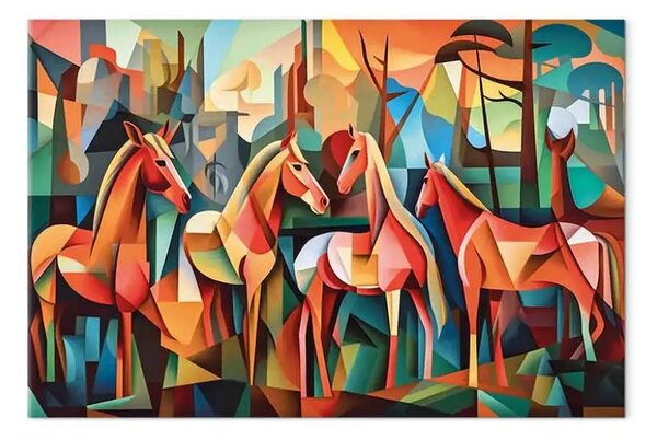 Quadro Cavalli cubisti - geometrico Picasso