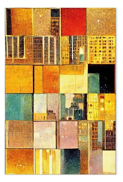 Quadro Quadrati astratti - composizione geometrica nello stile di Klimt