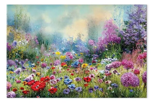 Quadro su tela Prato di fiori - composizione in stile Monet generata dall'IA