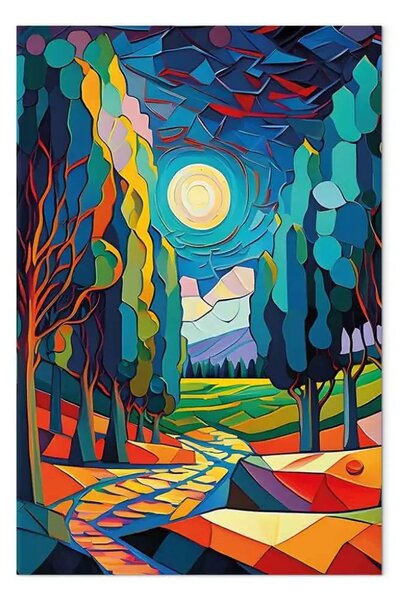 Quadro su tela Paesaggio moderno - una composizione colorata ispirata a Van Gogh