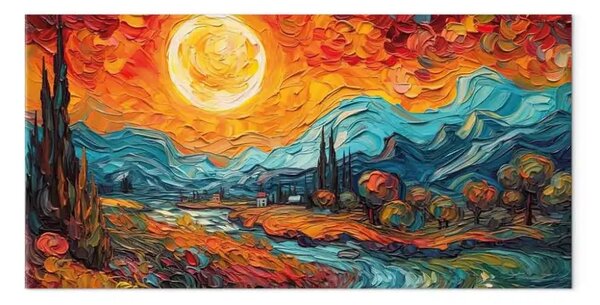 Quadro su tela Paesaggio rurale - paesaggio montano ispirato alle opere di van Gogh