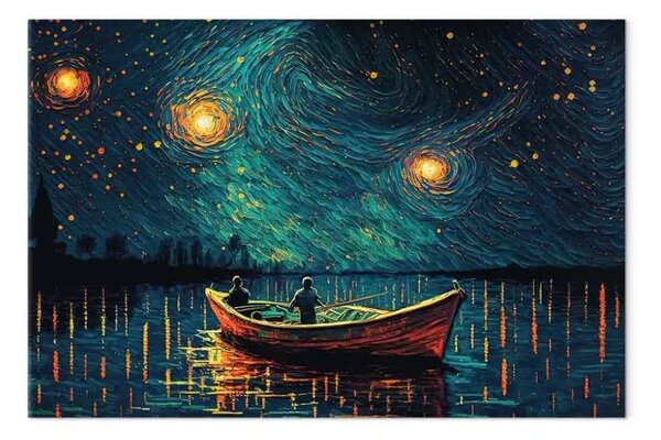 Quadro contemporaneo Notte stellata - paesaggio impressionista