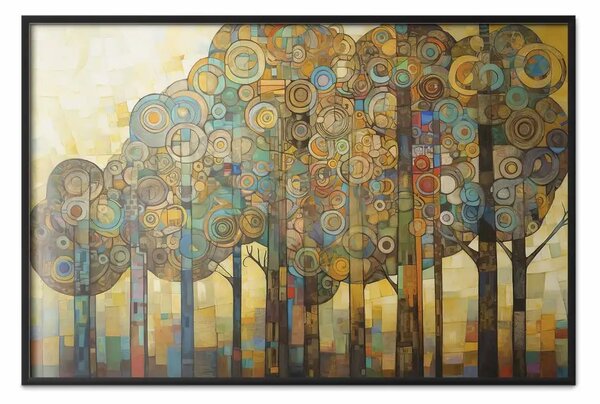 Poster: Alberi a mosaico - astrazione generata dall'IA con motivo forestale