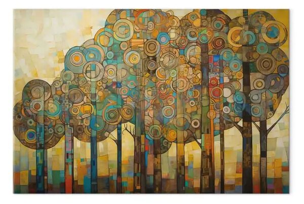 Quadro Foresta a mosaico - astrazione con motivo forestale generato dall'IA