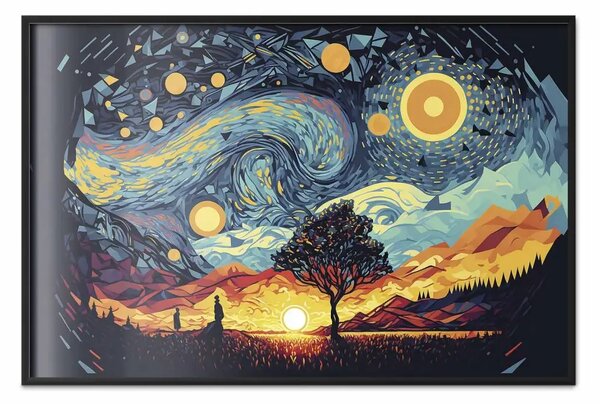 Poster: Alba - paesaggio colorato ispirato all'opera di van Gogh