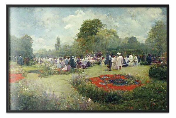 Poster: Festa in giardino - paesaggio generato dall'IA nello stile di Monet
