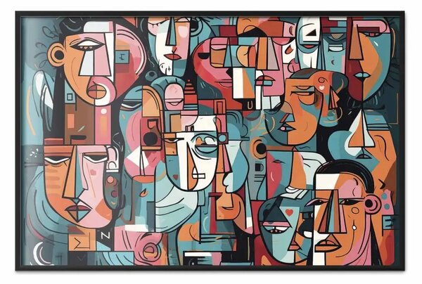 Poster: Volti cubisti - composizione creata dall'intelligenza artificiale