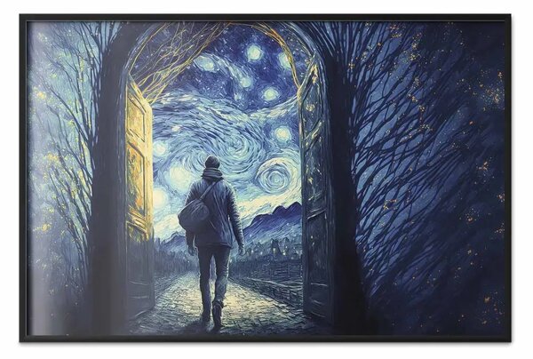 Poster: Porta del mondo notturno - astrazione ispirata all'opera di van Gogh