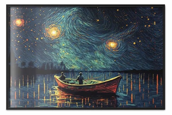 Poster: Spedizione sotto le stelle - vista mare in stile impressionista