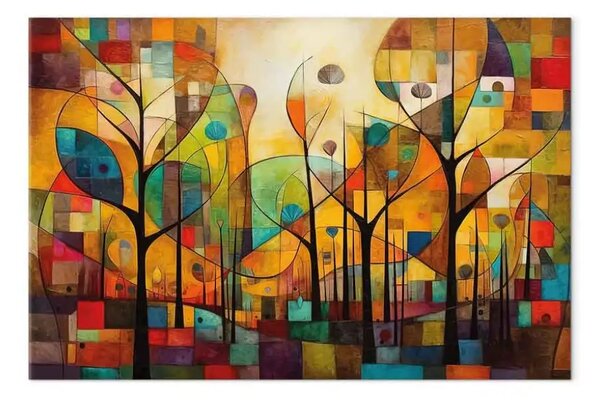 Quadro Foresta colorata - geometrico Klimt