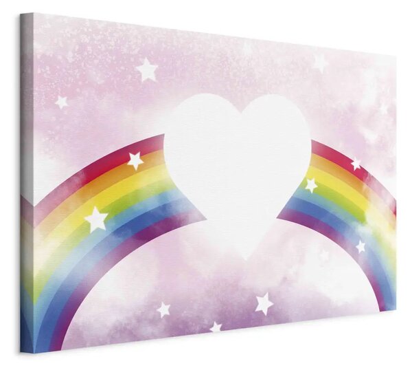Cuore splendente - composizione rosa per ragazze su sfondo arcobaleno