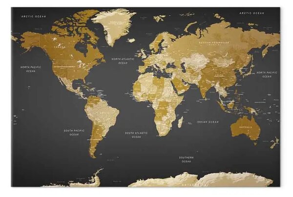 Quadro moderno Mappa marrone - politica su nero