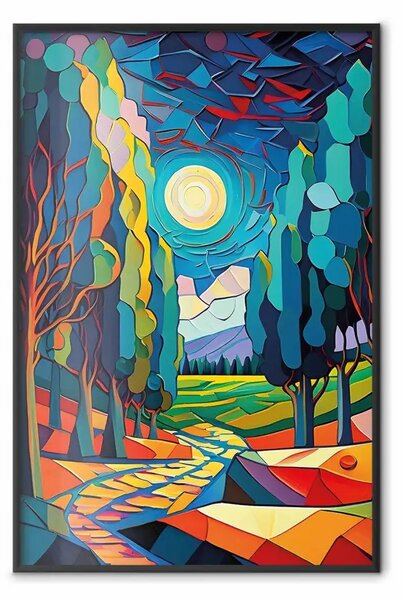 Poster: Paesaggio moderno - composizione colorata ispirata a Van Gogh