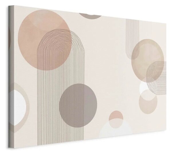 Fontana - sottile astrazione beige con cerchi marroni