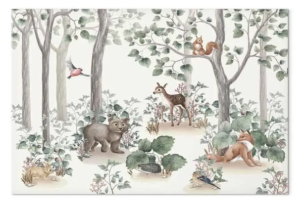 Quadro moderno Storia foresta - acquerello animali