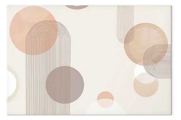 Quadro su tela Fontana - sottile astrazione beige con cerchi marroni