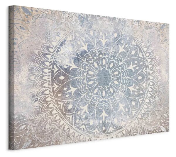 Mandala - ornamento di colore crema chiaro su sfondo blu