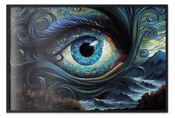 Poster: Occhio blu - composizione ispirata all'opera di van Gogh