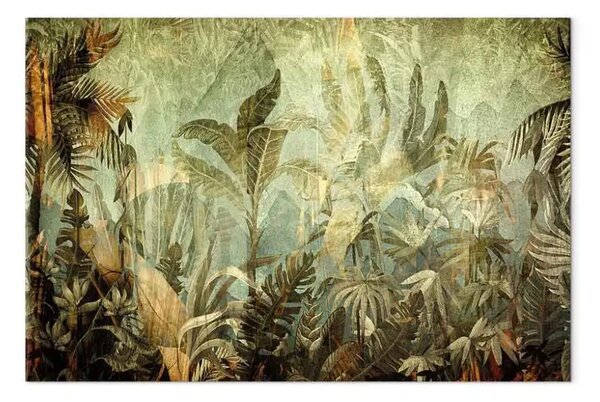 Quadro contemporaneo Giungla - vegetazione esotica dai colori verdi e caldi