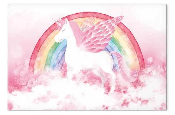 Quadro contemporaneo Pink power - unicorno arcobaleno