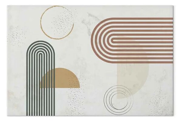 Quadro contemporaneo Forme armoniose - un'astrazione con figure in colori tenui
