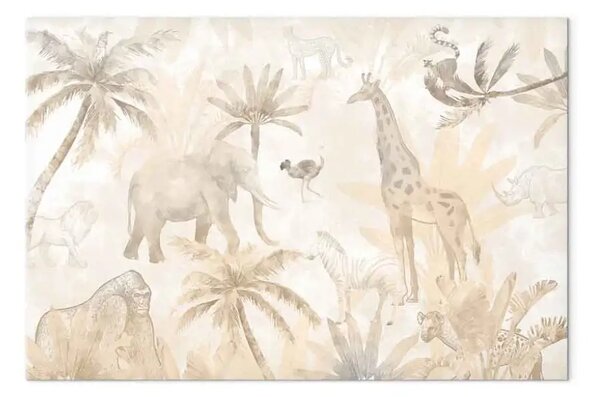 Quadro moderno Safari tropicale - animali selvatici in tonalità beige