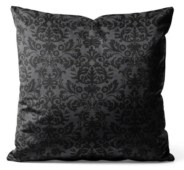 Cuscino in velluto Elegante ornamento - composizione nera con motivi simmetrici