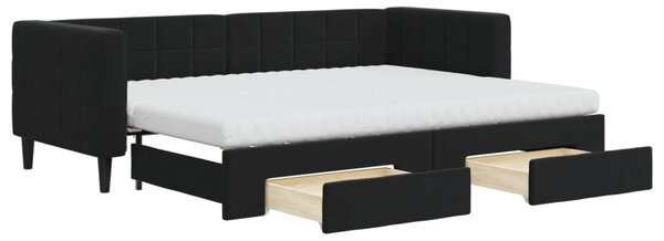 VidaXL Divano letto estraibile con cassetti Nero 80x200 cm Velluto