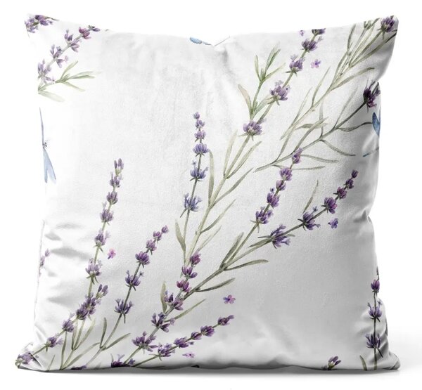 Cuscino in velluto Ramoscelli di lavanda - composizione delicata con ramoscelli in fiore