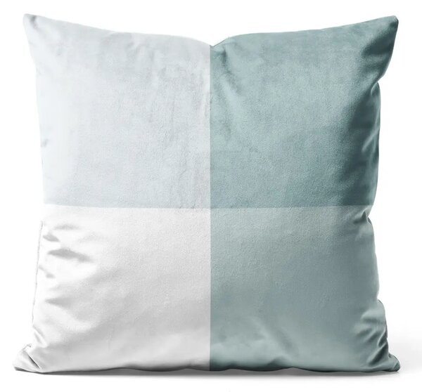 Cuscino in velluto Quadrati blu - composizione geometrica con diverse sfumature