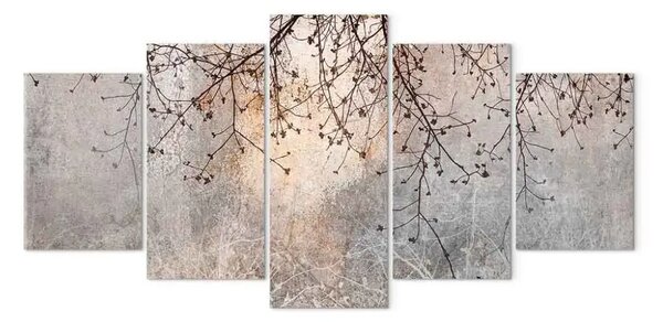 Quadro contemporaneo Albero decorativo - rami delicati con fiori nei colori del mattino