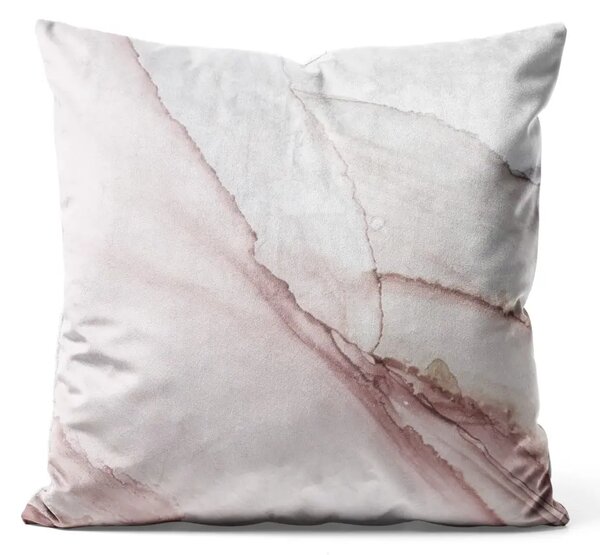 Cuscino in velluto Marmo rosa - venature espressive della roccia su sfondo pastello