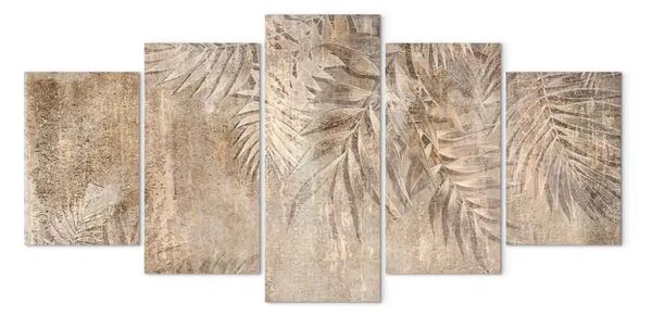 Quadro Schizzo di foglie di palma - composizione marrone con motivo floreale