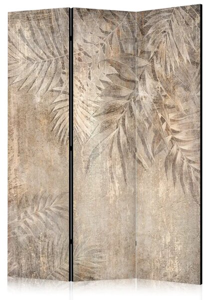 Paravento Schizzo di foglie di palma - composizione beige con motivo floreale